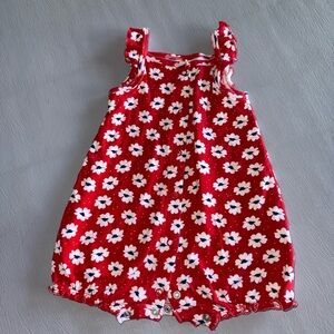 Floral Red Kids Romper